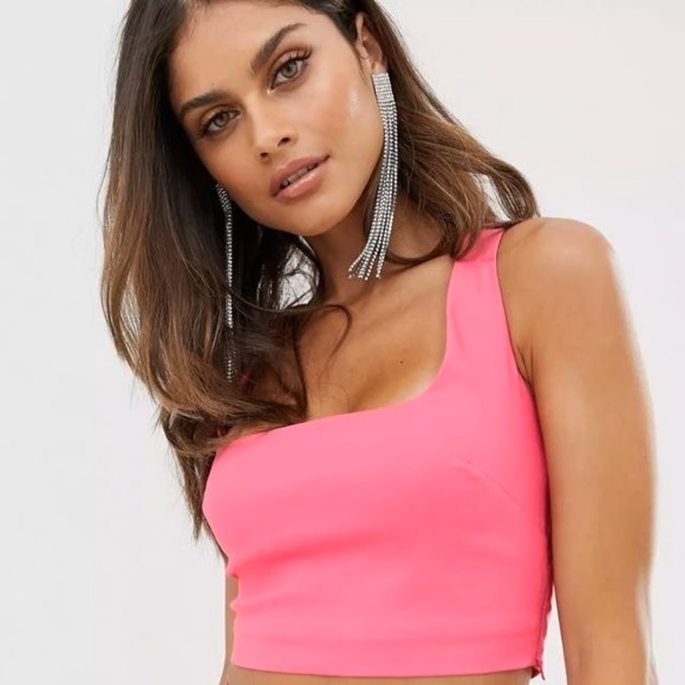 Express Hot Pink Square Neck Sleeveless Crop Top - Women's Tank Top